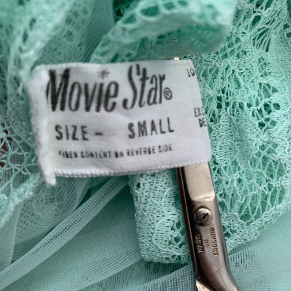 Vintage 1960s Movie Star Mint Chiffon Babydoll Peignoir Robe Short Dressing Gown - Picture 9 of 16